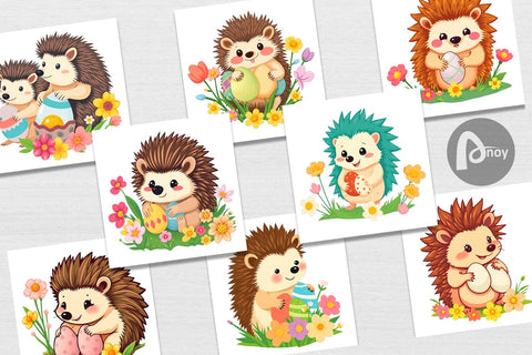 Digital Paper Easter Hedgehog Digital Pattern artnoy 