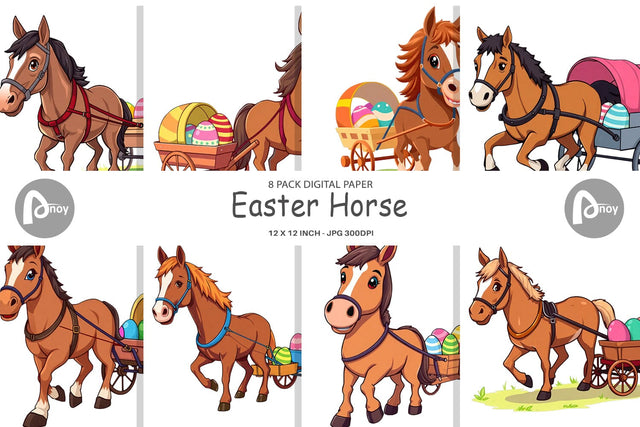 Digital Paper Easter Horse Digital Pattern artnoy 