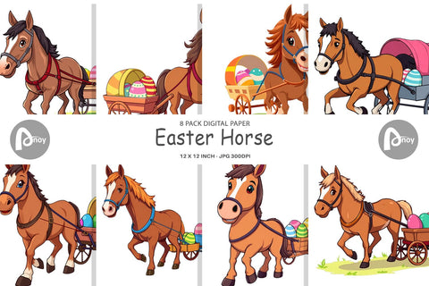 Digital Paper Easter Horse Digital Pattern artnoy 