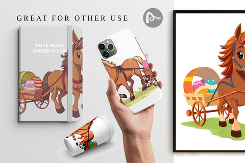 Digital Paper Easter Horse Digital Pattern artnoy 