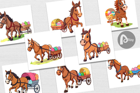 Digital Paper Easter Horse Digital Pattern artnoy 