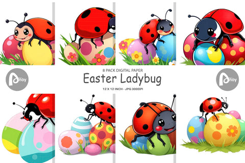 Digital Paper Easter Ladybug Digital Pattern artnoy 