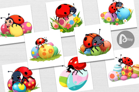 Digital Paper Easter Ladybug Digital Pattern artnoy 