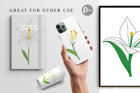 Digital Paper Easter Lily Digital Pattern artnoy 