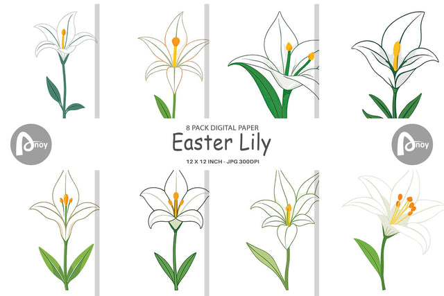 Digital Paper Easter Lily Digital Pattern artnoy 