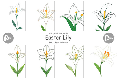Digital Paper Easter Lily Digital Pattern artnoy 
