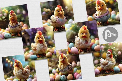 Digital Paper Easter Mother Chicken Digital Pattern artnoy 