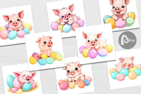 Digital Paper Easter Pig Digital Pattern artnoy 