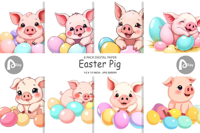 Digital Paper Easter Pig Digital Pattern artnoy 