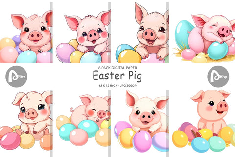 Digital Paper Easter Pig Digital Pattern artnoy 
