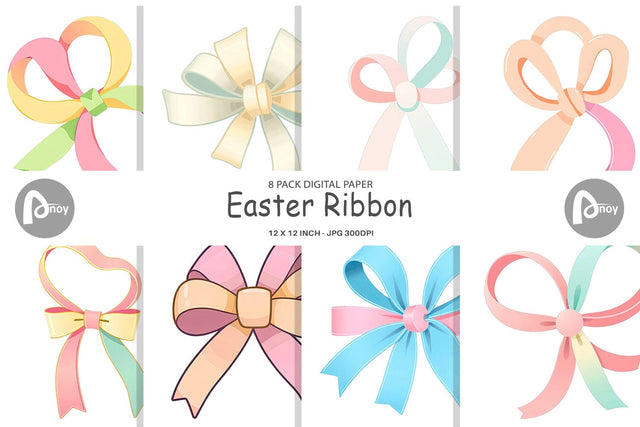 Digital Paper Easter Ribbon Digital Pattern artnoy 