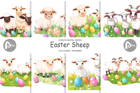 Digital Paper Easter Sheep Digital Pattern artnoy 