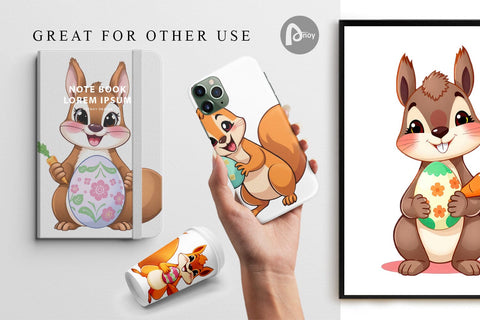 Digital Paper Easter Squirrel Digital Pattern artnoy 