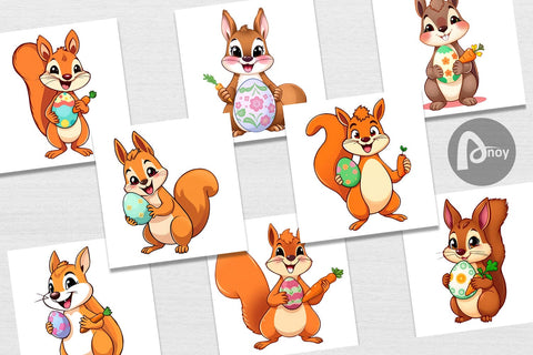 Digital Paper Easter Squirrel Digital Pattern artnoy 