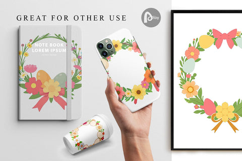 Digital Paper Easter Wreath Digital Pattern artnoy 