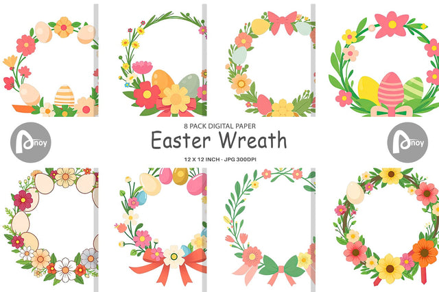 Digital Paper Easter Wreath Digital Pattern artnoy 