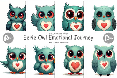Digital Paper Eerie Owl Journey Digital Pattern artnoy 