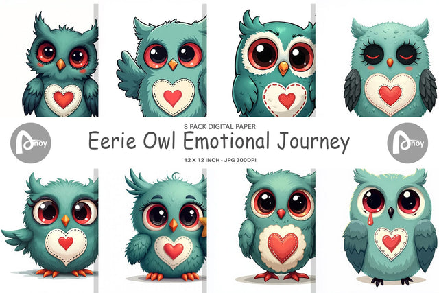 Digital Paper Eerie Owl Journey Digital Pattern artnoy 