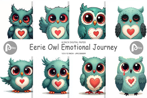Digital Paper Eerie Owl Journey Digital Pattern artnoy 