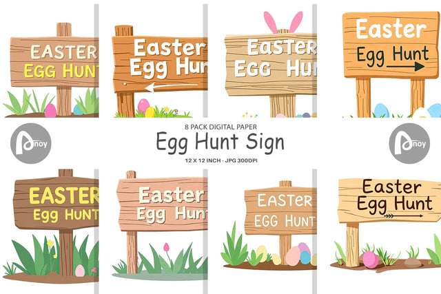Digital Paper Egg Hunt Sign Digital Pattern artnoy 