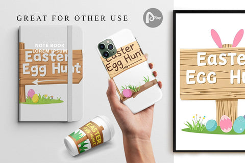 Digital Paper Egg Hunt Sign Digital Pattern artnoy 