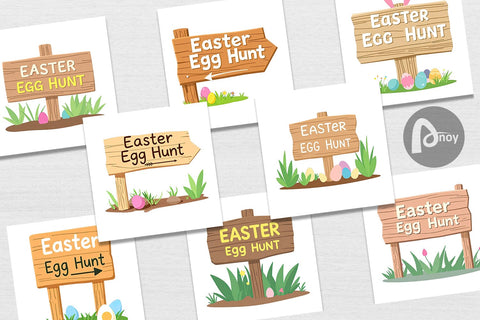 Digital Paper Egg Hunt Sign Digital Pattern artnoy 