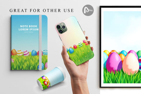 Digital Paper Eggs on Grass Digital Pattern artnoy 