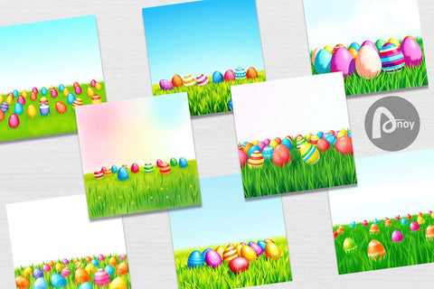 Digital Paper Eggs on Grass Digital Pattern artnoy 