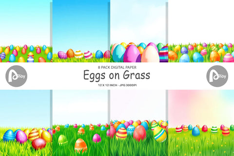 Digital Paper Eggs on Grass Digital Pattern artnoy 