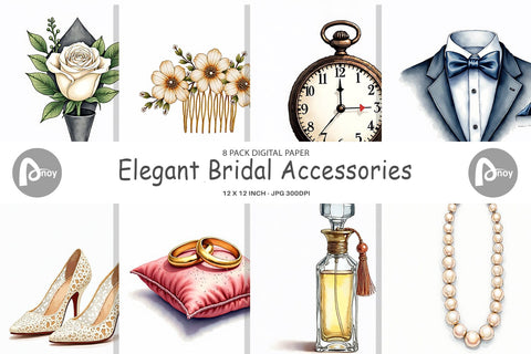 Digital Paper Elegant Bridal Accessories and Keepsakes Digital Pattern artnoy 
