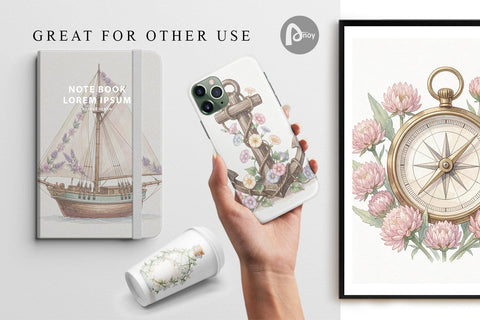 Digital Paper Elegant Coastal Summer Watercolor Digital Pattern artnoy 