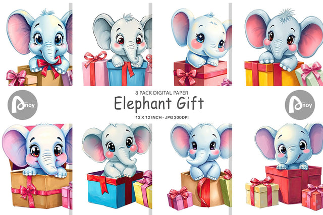 Digital Paper Elephant Gift Digital Pattern artnoy 