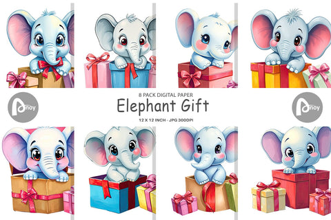 Digital Paper Elephant Gift Digital Pattern artnoy 