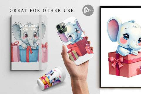 Digital Paper Elephant Gift Digital Pattern artnoy 