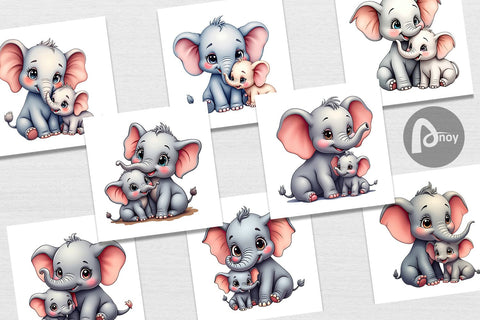 Digital Paper Elephant Mother's Day Digital Pattern artnoy 