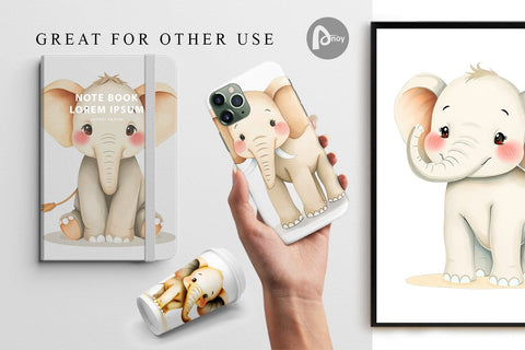 Digital Paper Elephant Wildlife Digital Pattern artnoy 