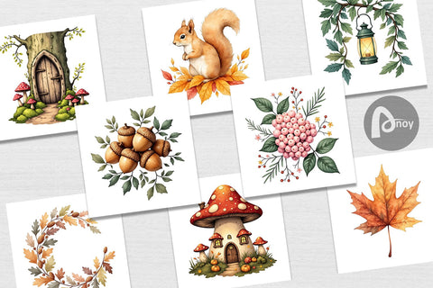 Digital Paper Enchanted Autumn Forest Digital Pattern artnoy 