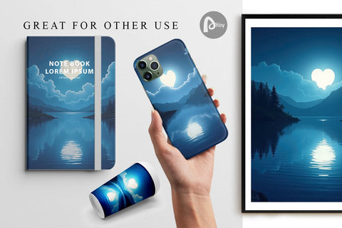 Digital Paper Enchanted Lake Digital Pattern artnoy 