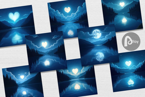 Digital Paper Enchanted Lake Digital Pattern artnoy 