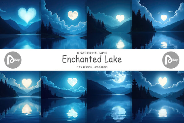 Digital Paper Enchanted Lake Digital Pattern artnoy 