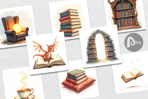 Digital Paper Enchanted Reading Nook Digital Pattern artnoy 