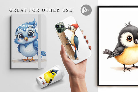 Digital Paper Enchanted Winter Birds Watercolor Digital Pattern artnoy 