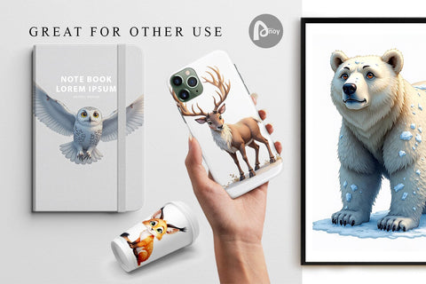 Digital Paper Enchanted Winter Forest & Arctic Friends Digital Pattern artnoy 