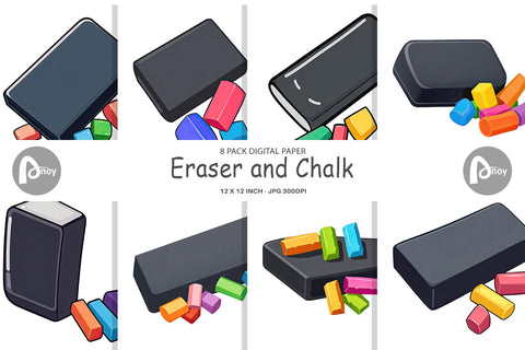 Digital Paper Eraser and Chalk Digital Pattern artnoy 