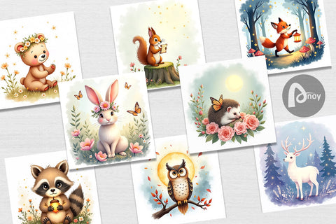 Digital Paper Ethereal Forest Creatures Digital Pattern artnoy 