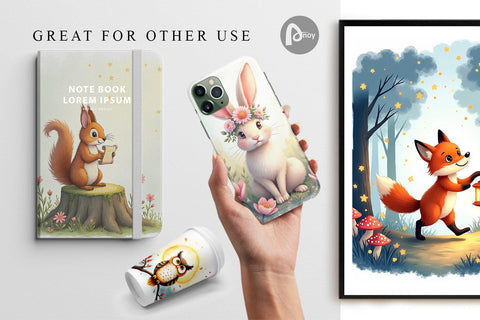 Digital Paper Ethereal Forest Creatures Digital Pattern artnoy 