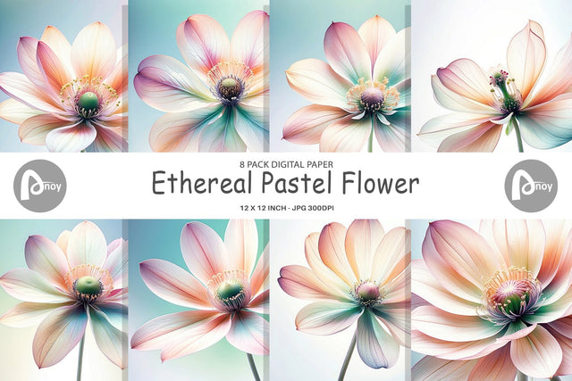 Digital Paper Ethereal Pastel Flower Digital Pattern artnoy 