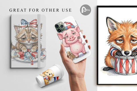 Digital Paper Exhausted BBQ Animal Burnout Vibes Sublimation artnoy 