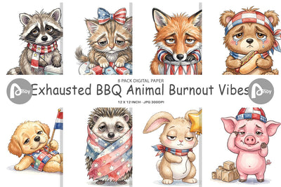Digital Paper Exhausted BBQ Animal Burnout Vibes Sublimation artnoy 