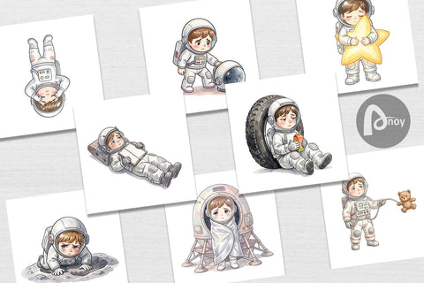 Digital Paper Exhausted Kid Astronaut Space Burnout Sublimation artnoy 
